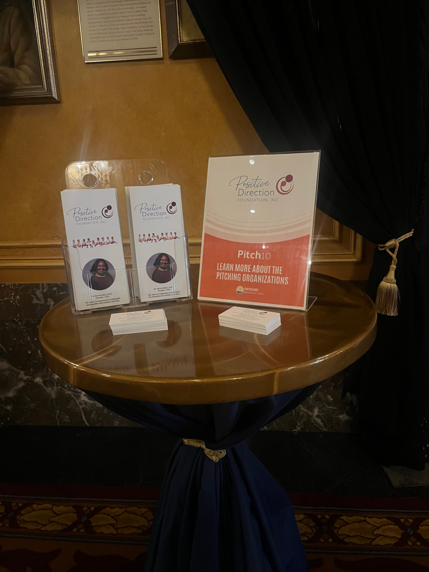 Positive Direction Foundation brochures and display at Pitch 10