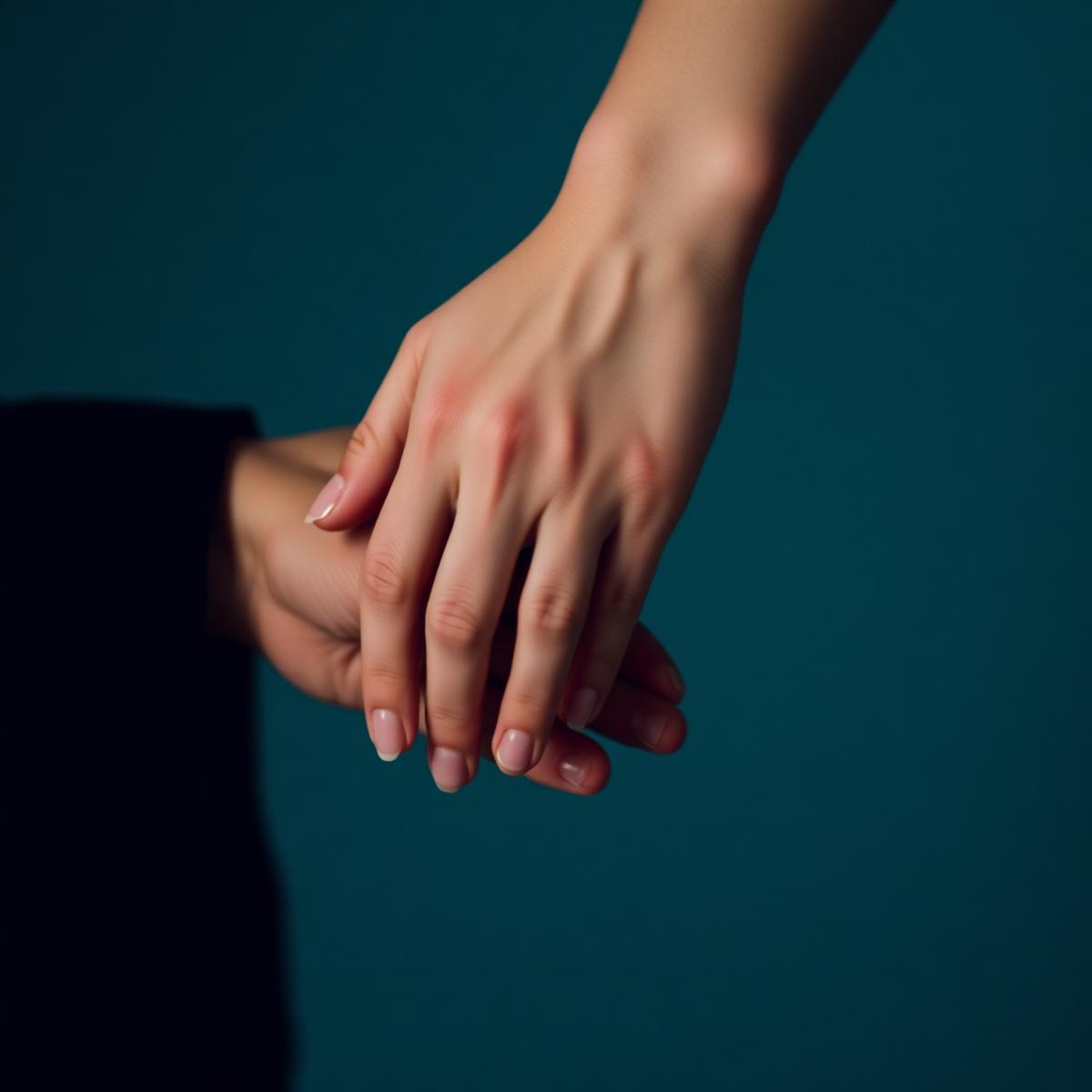 Two hands holding in support